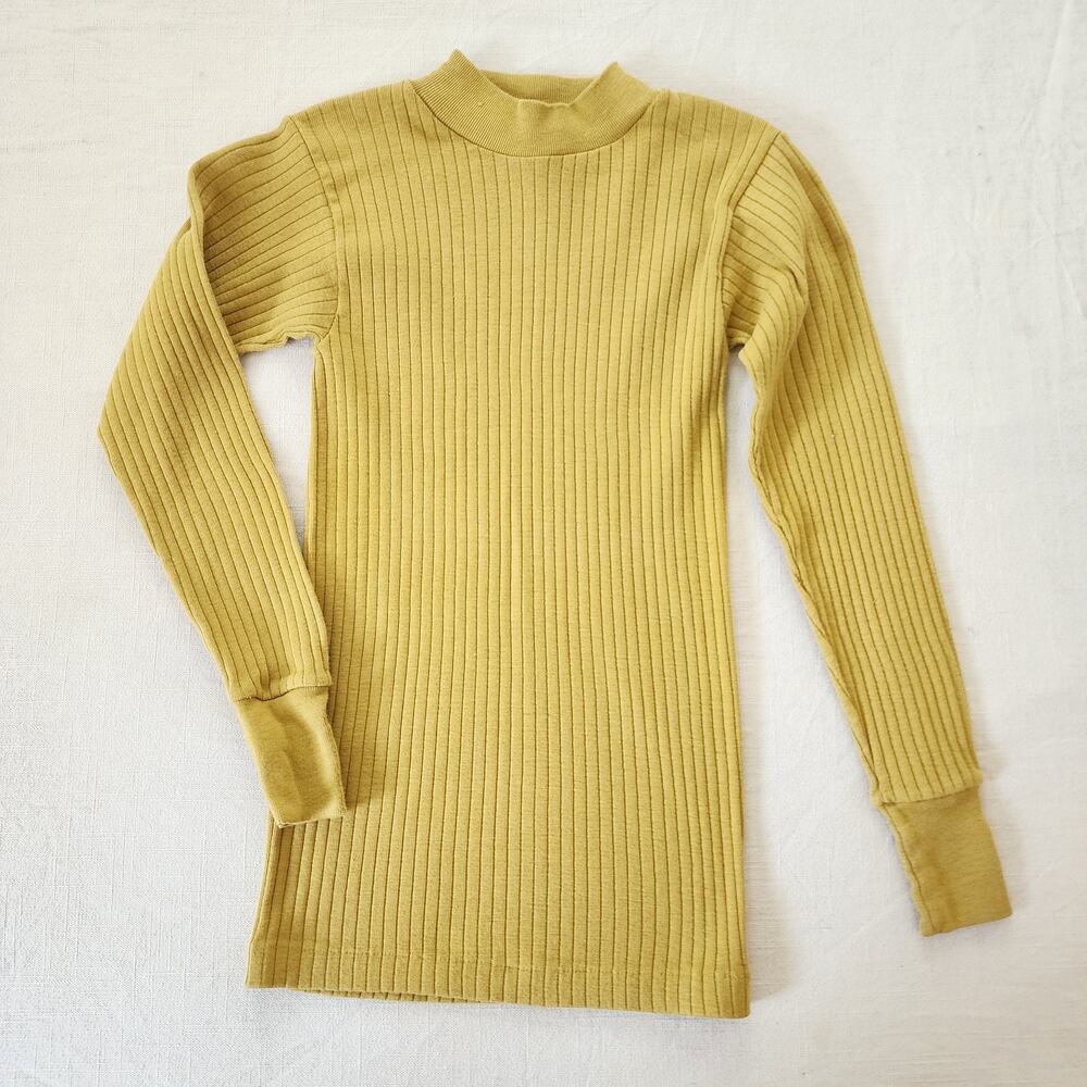Vintage Muted Mustard Ribbed Long Sleeve kids 7/8